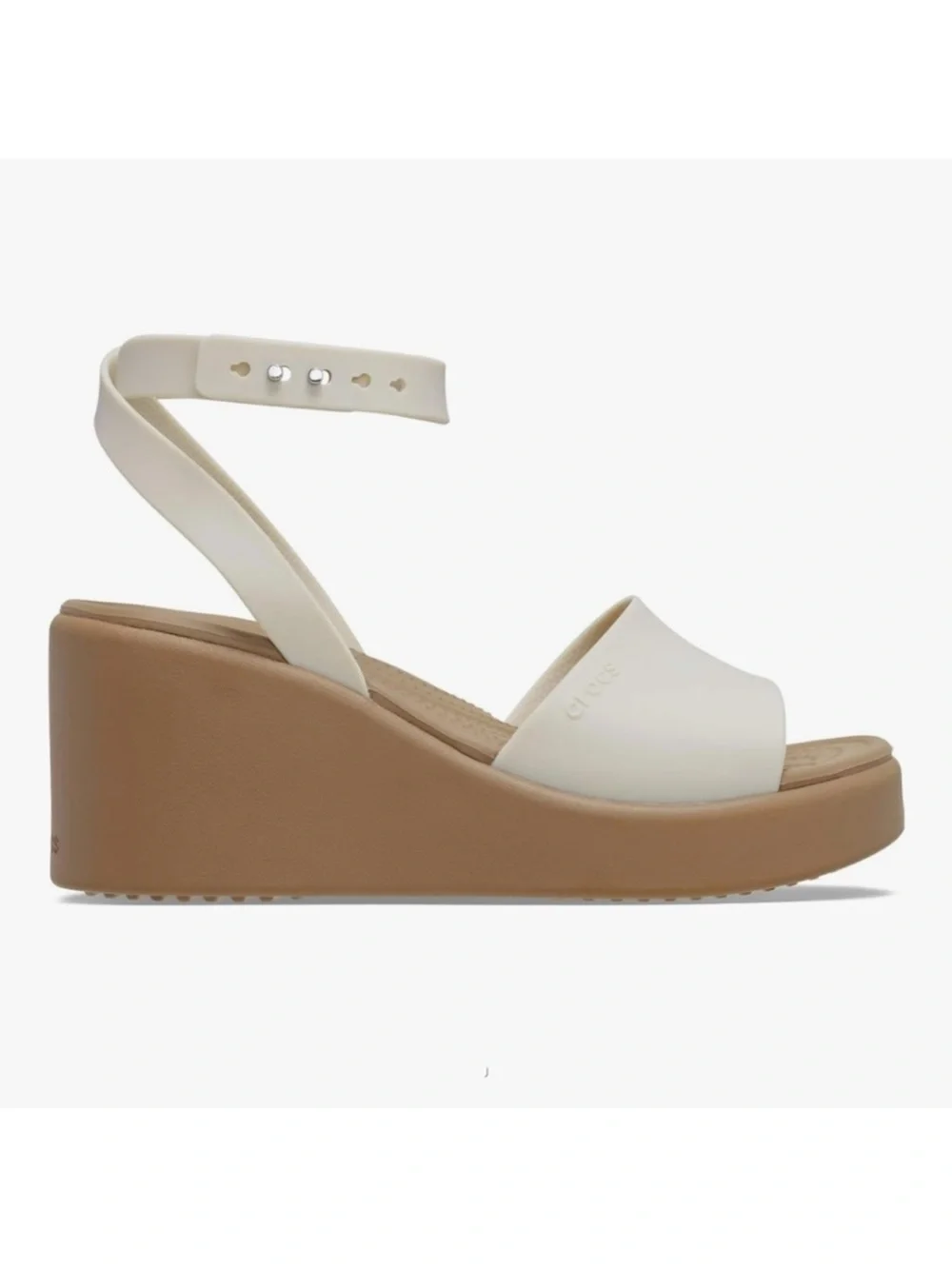 Crocs Brooklyn Ankle Strap Wedges Size 8 NWOT CREAM